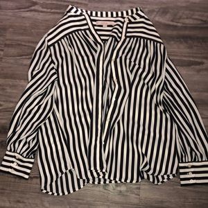 Collared, Button Down, striped Blouse !